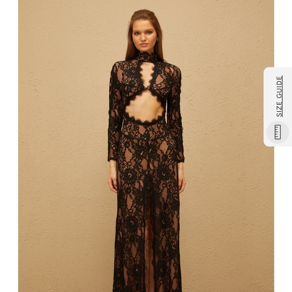 Miss rosier Black Cut Out Floral Lace Maxi Dress - Picture 3 of 3